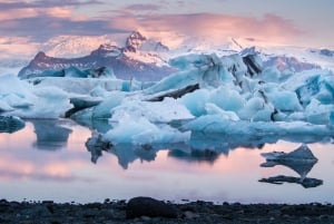 Caça à aurora boreal e lagoa Glacier