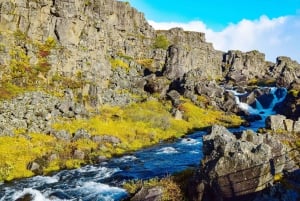 Reykjavik Combo : Cercle d'or et plongée avec masque et tuba à la fissure de Silfra