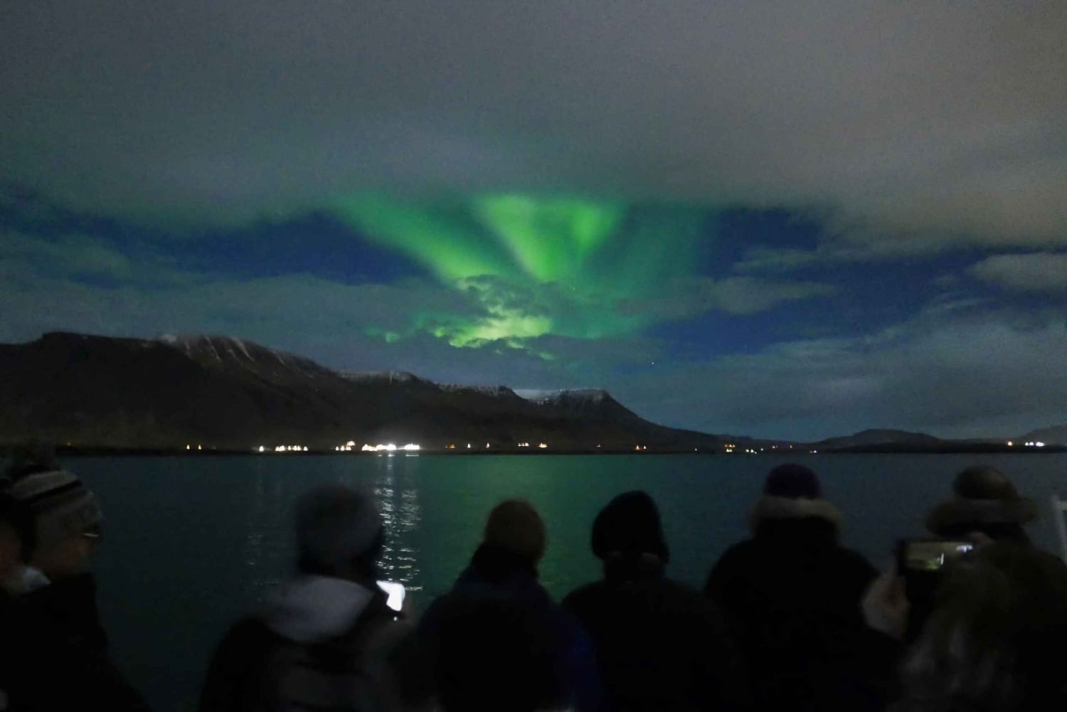 Reykjavik: Passeio de barco guiado pela aurora boreal com fotos