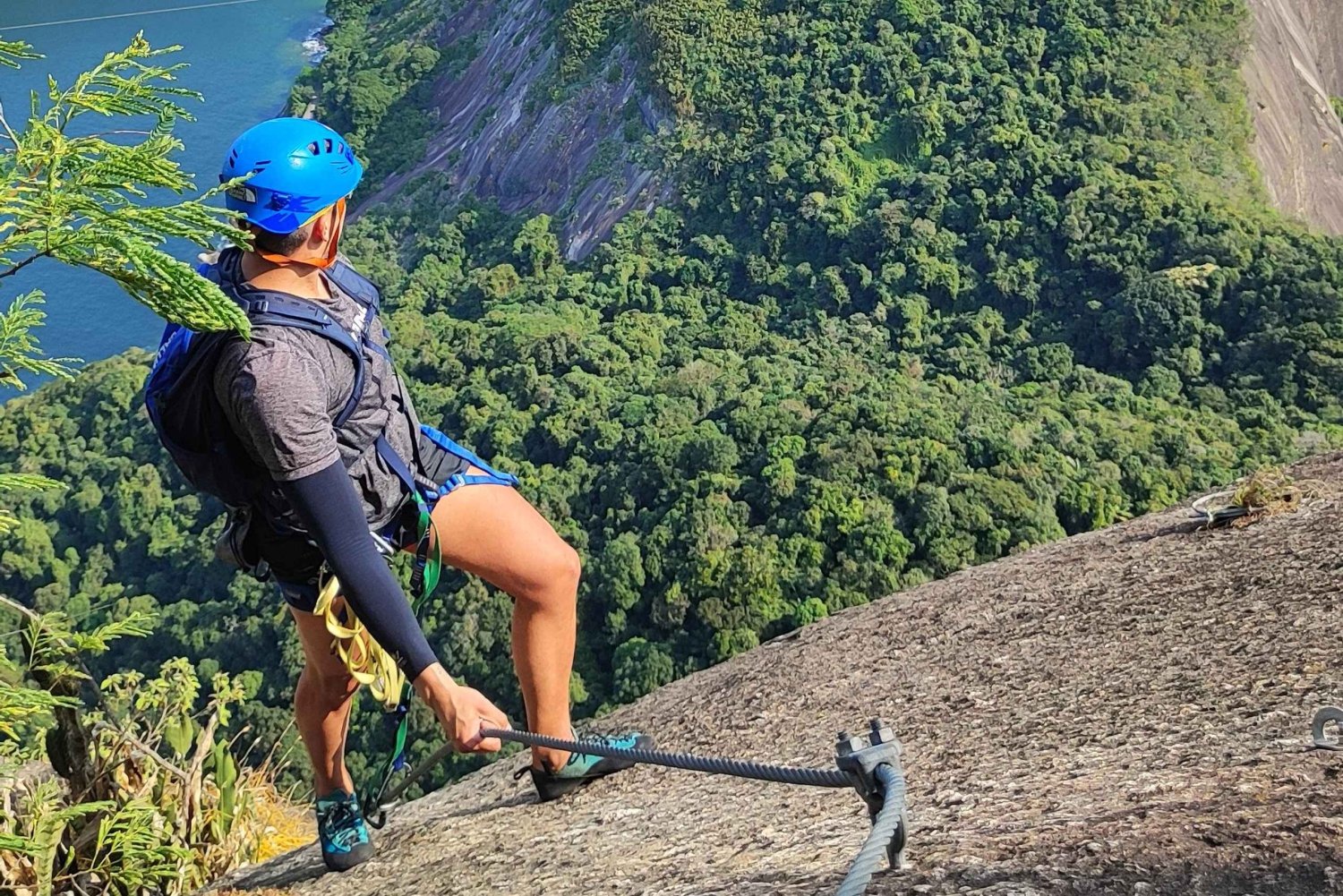 Climbing the Via Ferrata on Sugarloaf Mountain, the largest in Brazil