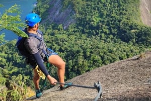 Climbing the Via Ferrata on Sugarloaf Mountain, the largest in Brazil