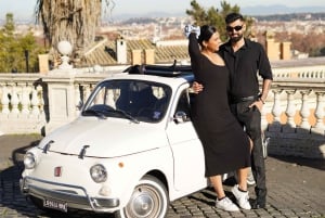 Fiat 500 vintage car tour with pro photographer in Roma