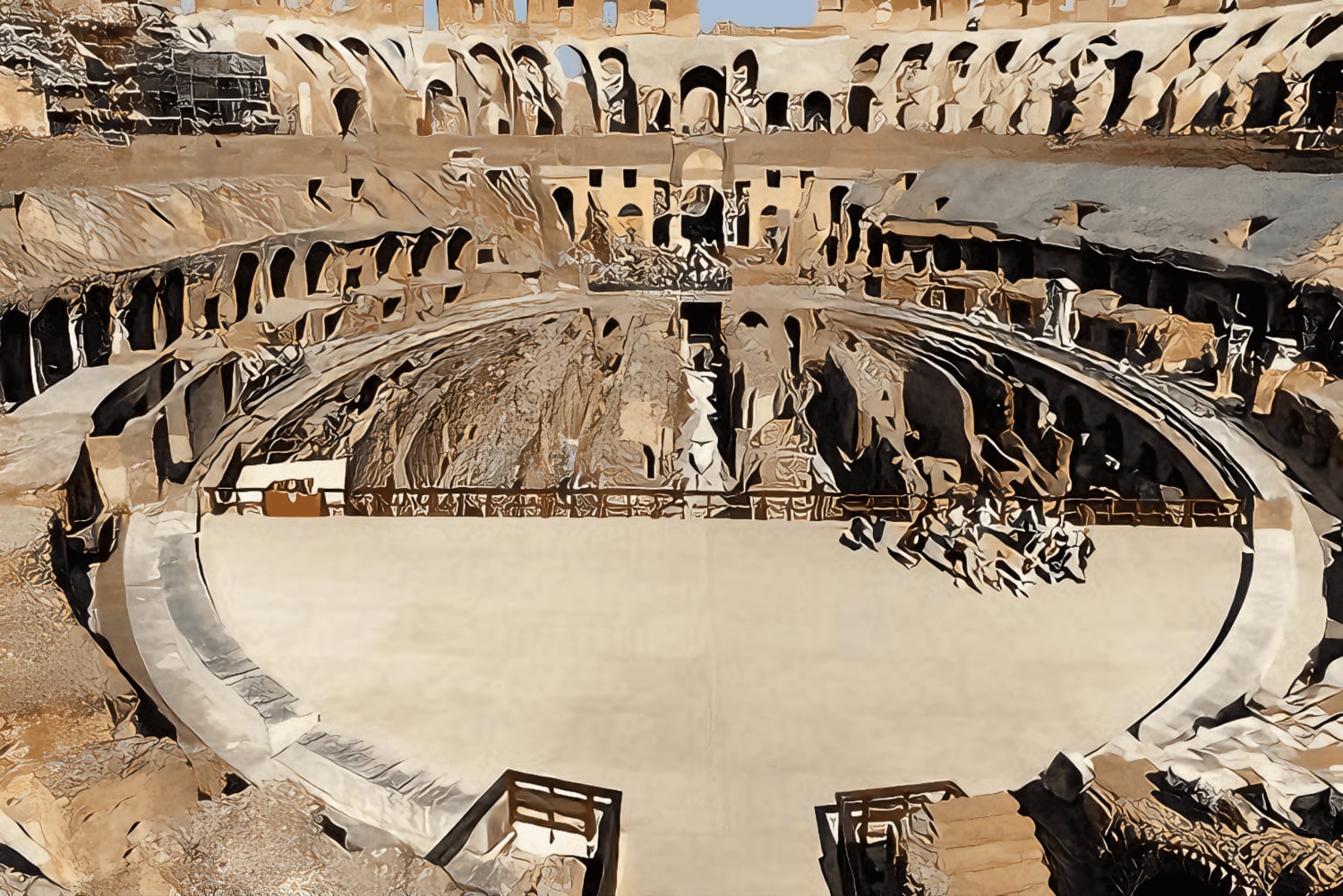 Rom - Colosseum Colosseum under jord och rundtur på arenagolvet