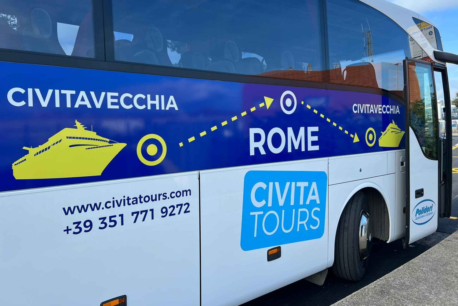 Roma: Trasferimento in autobus dall'aeroporto di Fiumicino al porto di Civitavecchia