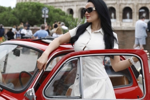 Usługa profesjonalnej sesji zdjęciowej w Rzymie z bezpłatnym transportem samochodem Fiat 500