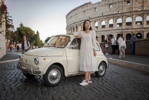Usługa profesjonalnej sesji zdjęciowej w Rzymie z bezpłatnym transportem samochodem Fiat 500