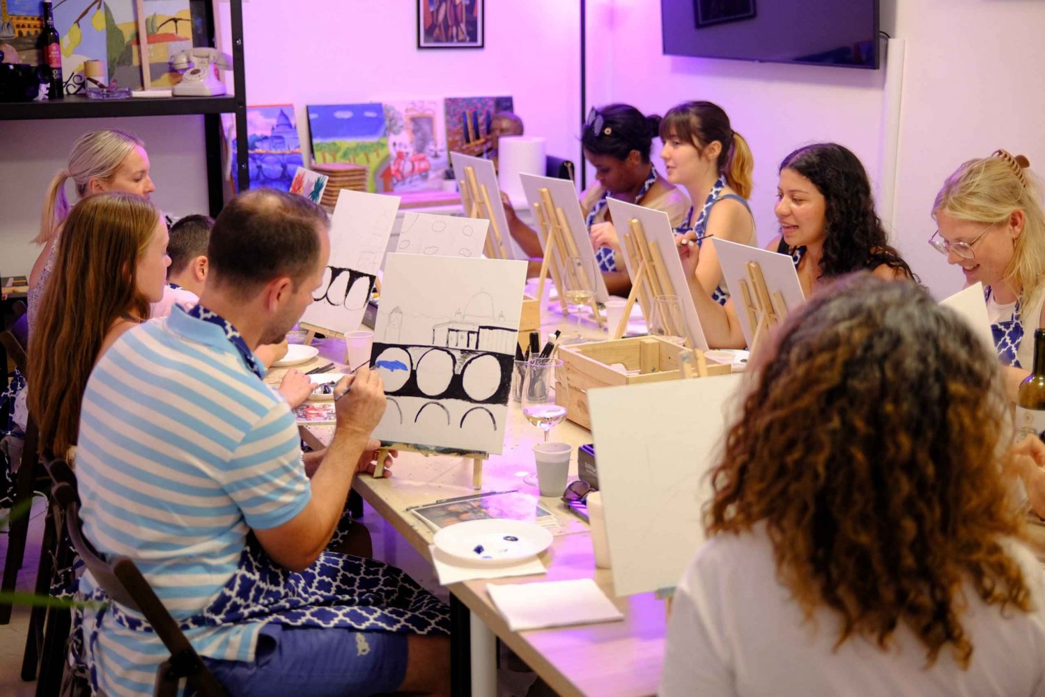Rome: Tipsy Painting Class with Fine Wine & Arts