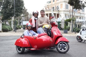 ローマ：ホテル送迎付きベスパサイドカーツアー&ジェラート