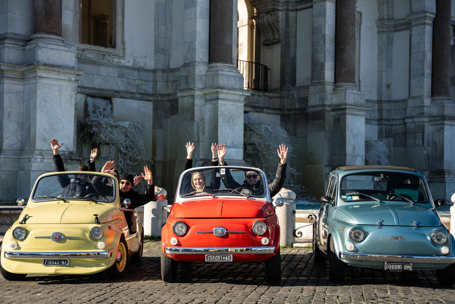 Rome: stadsrondleiding in kleine groep met een vintage Fiat 500 cabriolet