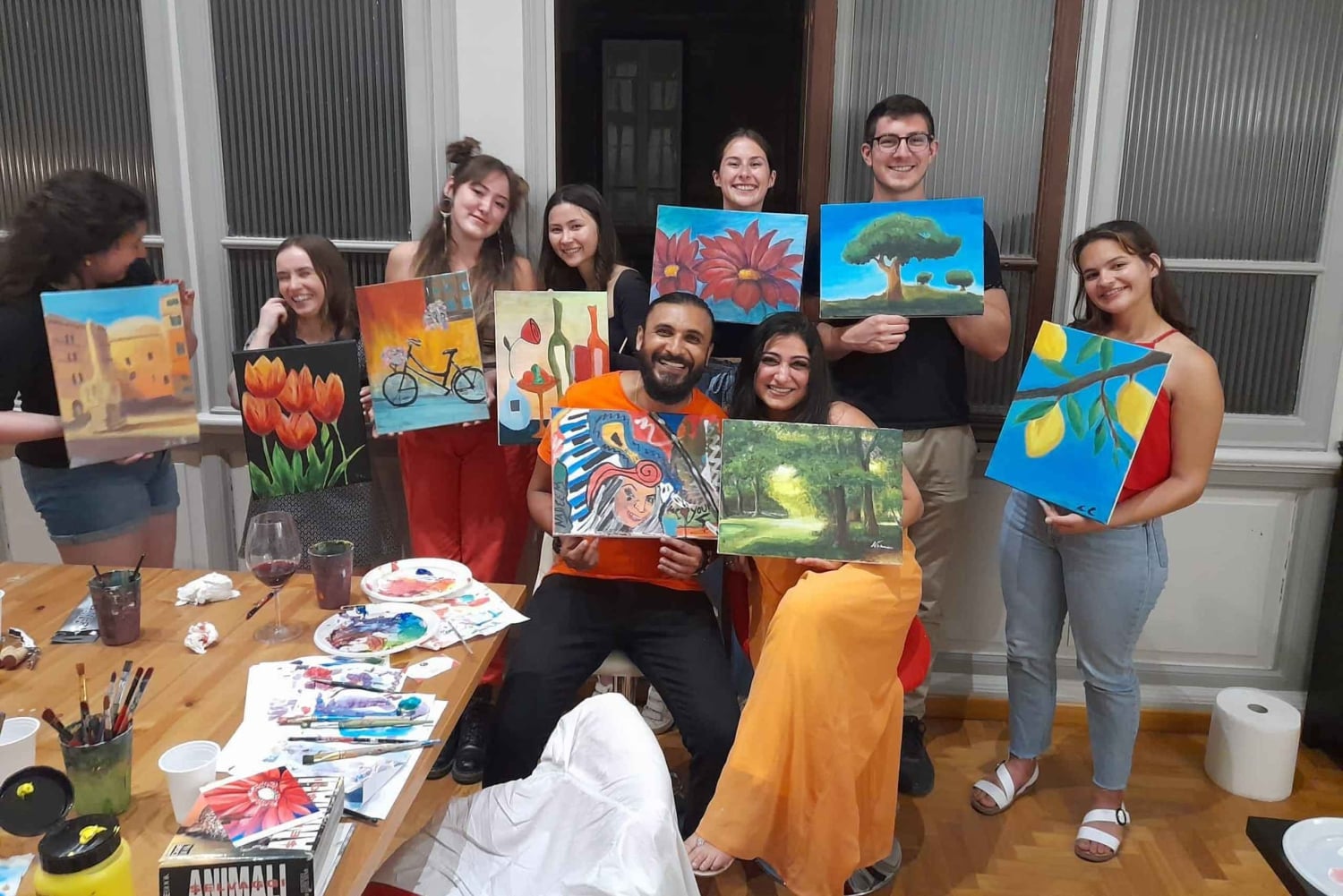 ローマ：ナヴォーナ広場でのワイン＆絵画体験