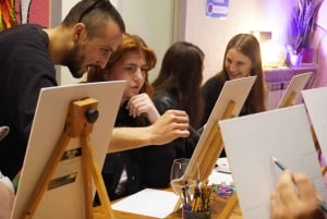 ローマ：ナヴォーナ広場でのワイン＆絵画体験