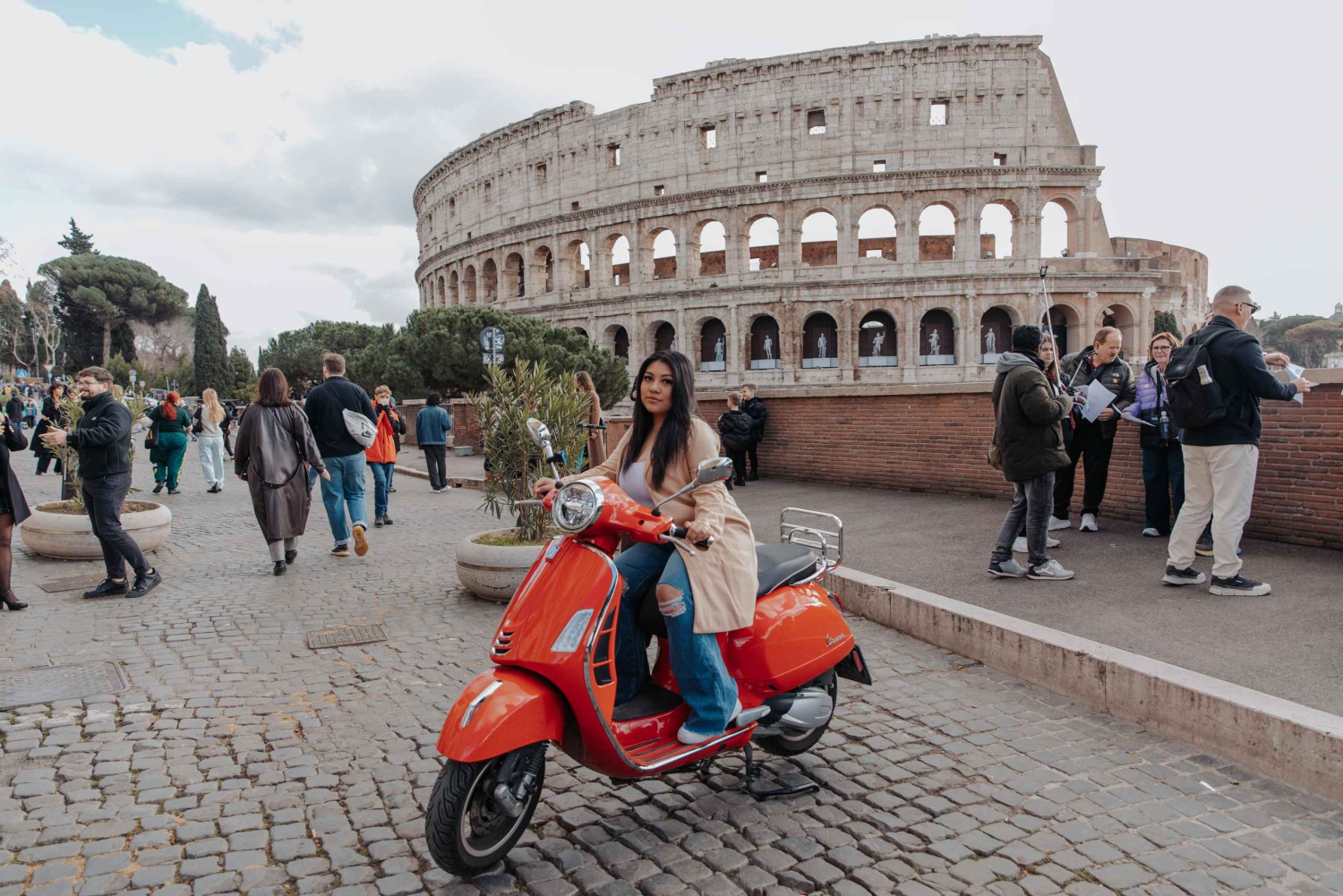 Vespa Ride in Rome Streets with Photography