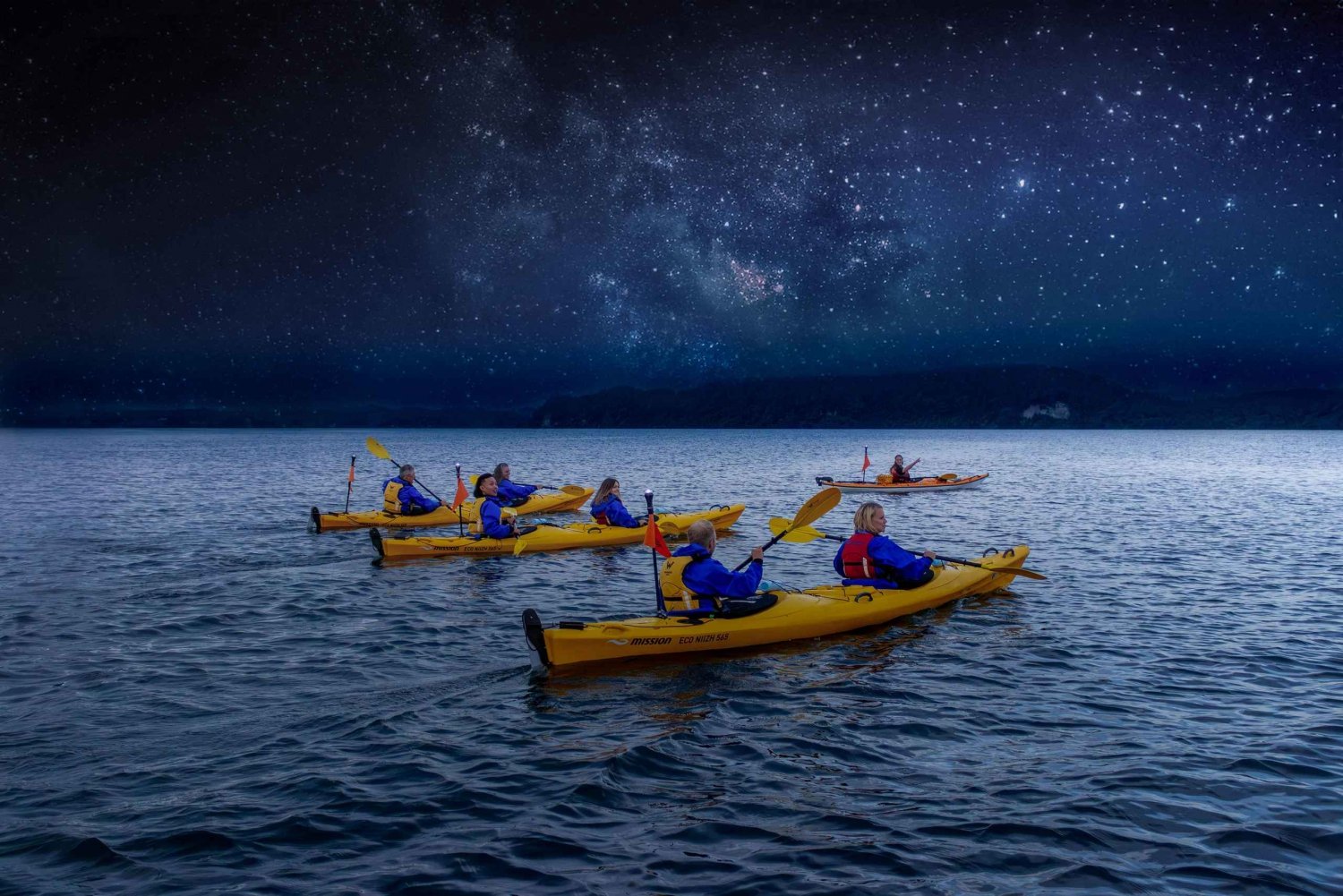 Rotorua: Aften Starlight Gourmet Kayak Tour med middag