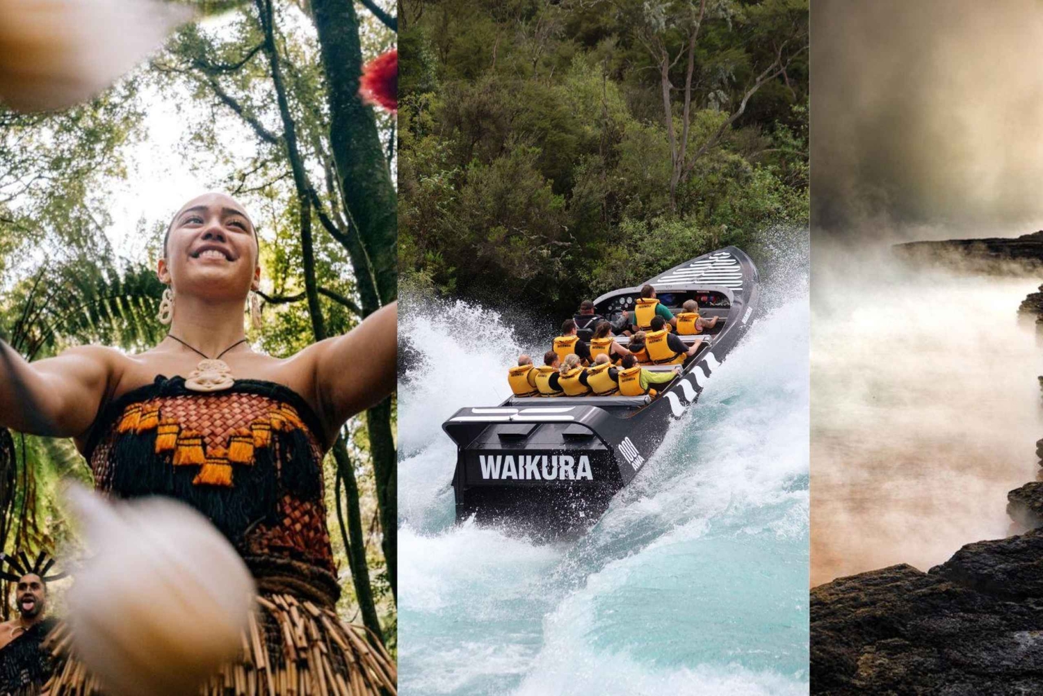 Rotorua: Jetboot, Waiotapu und Te Pā Tū Tour mit Abendessen
