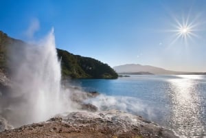 ワイマング火山渓谷入場とロトマハナ湖クルーズ