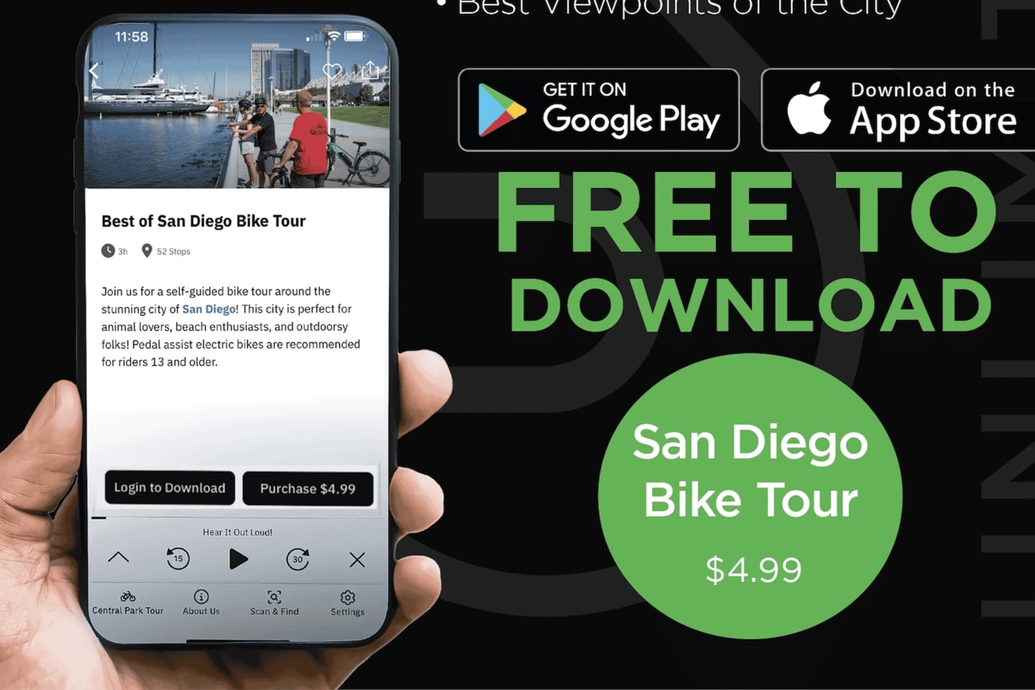 San Diego: App per tour guidati in bicicletta - audio + scritto