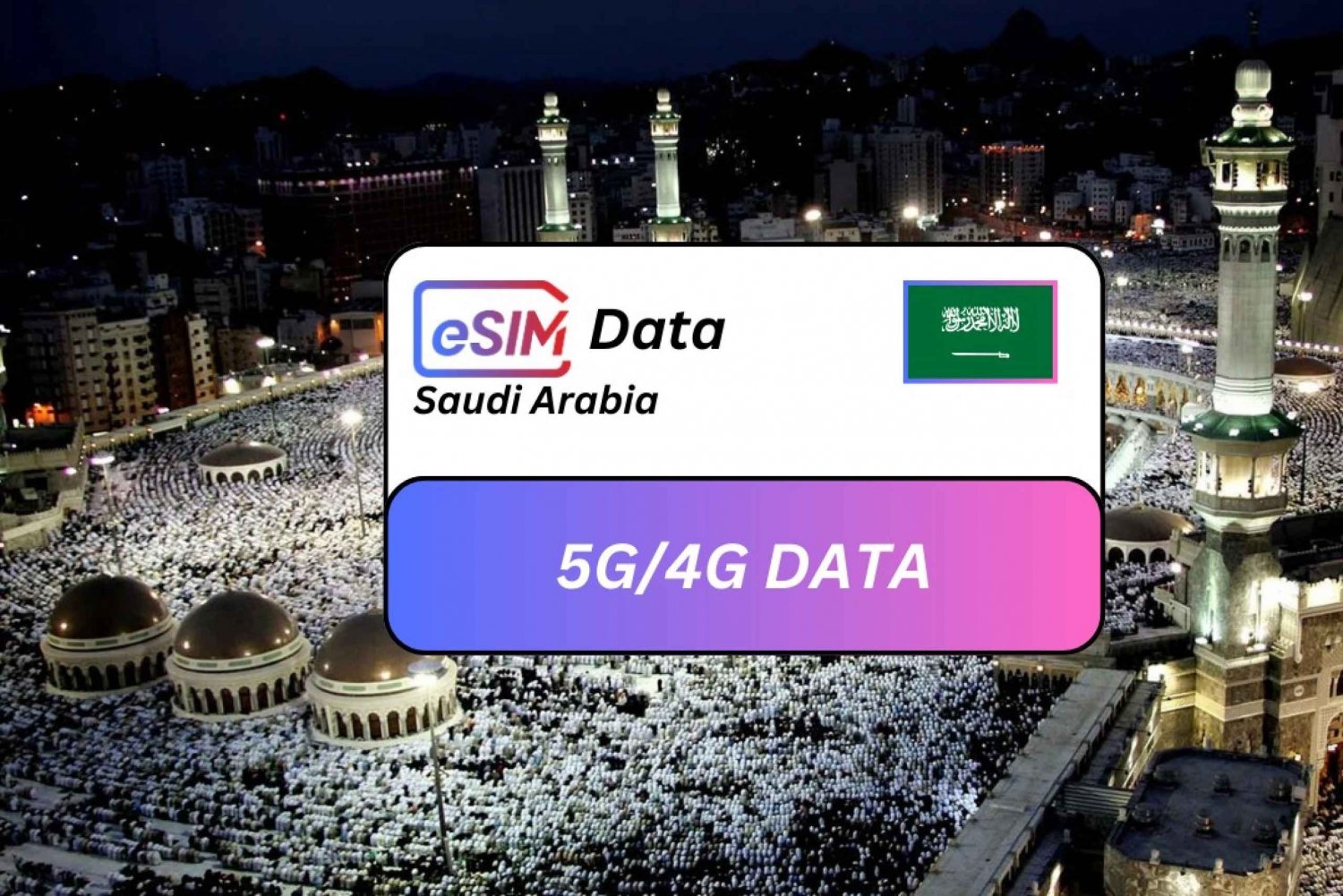 Hajj Umrah Saudi-Arabia Reise eSIM-abonnement for mobildata