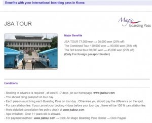 JSA and DMZ Tour Discount for Asiana or Korean Air passengers