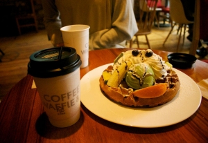 Coffe and waffle treat