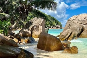 Noleggio barca privata di lusso a Praslin, Seychelles, con barbecue.