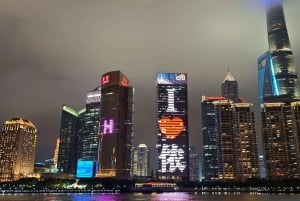 Shanghai: diner in het donker en nachtelijke cruise op de Huangpu-rivier