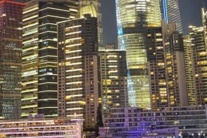Shanghai: diner in het donker en nachtelijke cruise op de Huangpu-rivier