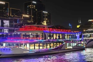 Shanghai: diner in het donker en nachtelijke cruise op de Huangpu-rivier