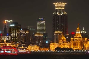 Shanghai: diner in het donker en nachtelijke cruise op de Huangpu-rivier
