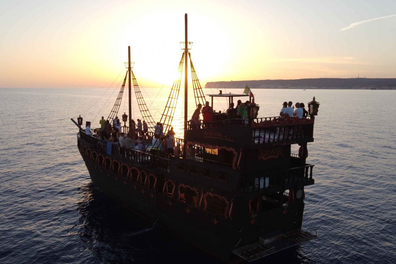 Lampedusa: Sunset Dolphin Sighting on a Pirate Ship