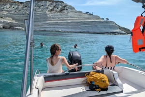 Scala Dei Turchi : excursion en bateau avec skipper et baignade rafraîchissante