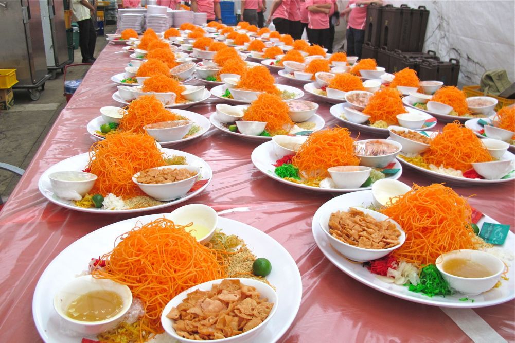 Around 100 Yu Sheng Plates for the Annual Mass Reunion Dinner during Chinese New Year Celebrations