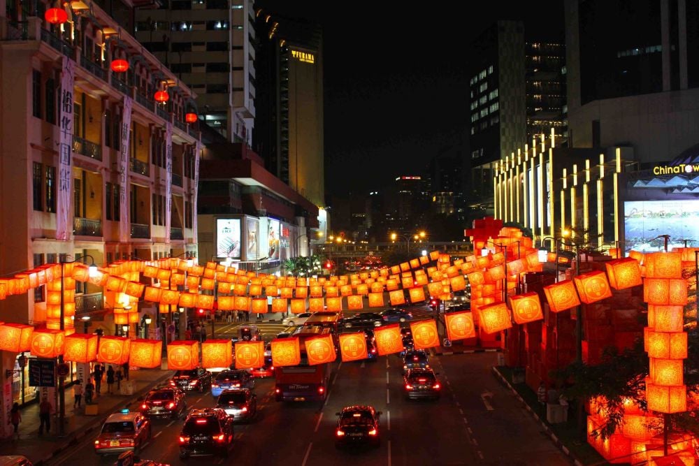 Festive Chinatown in Singapore during Chinese New Year