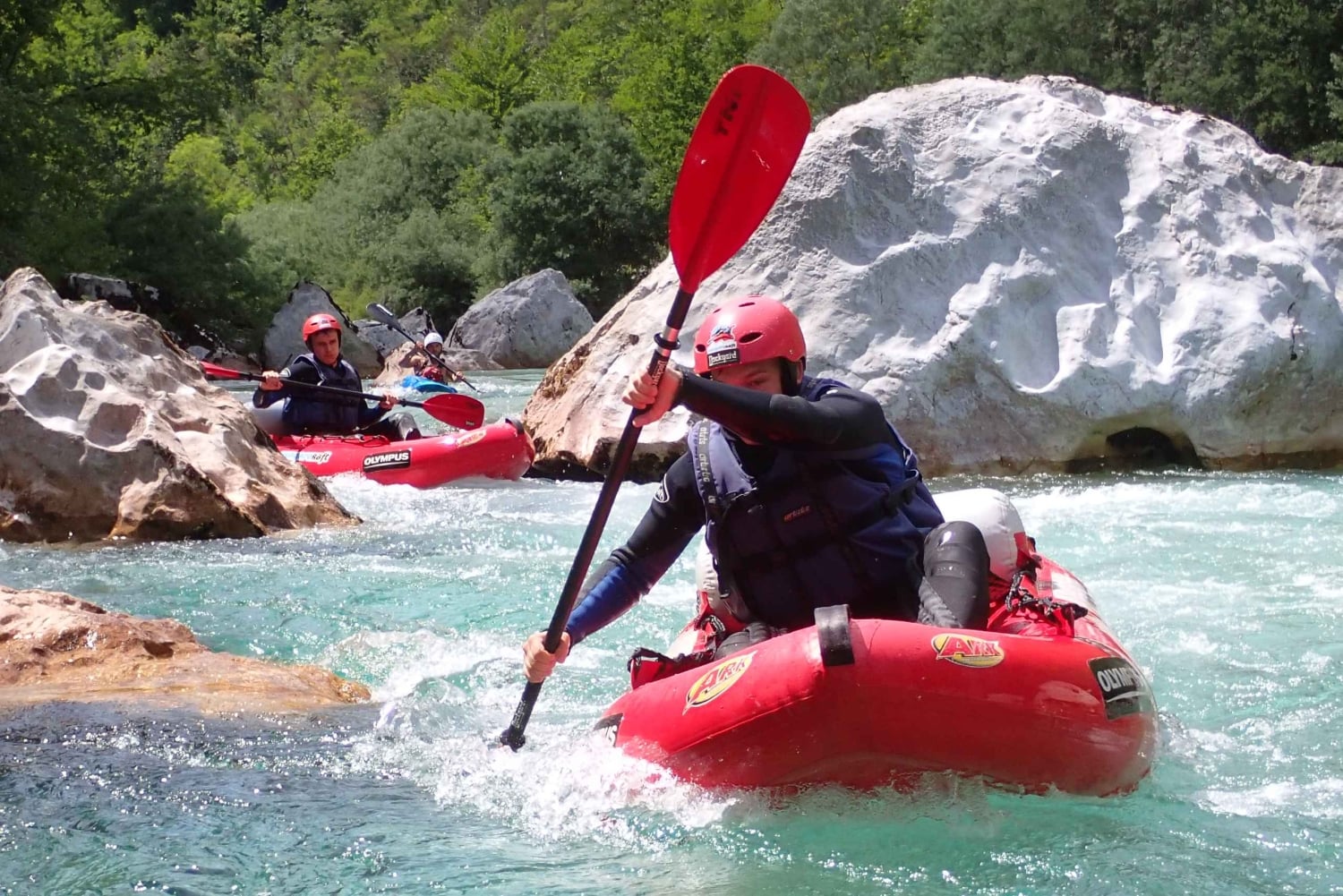 Fra Bovec: Padling i kajakk på elven Soča