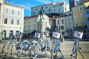 Piran: Bike Rental with Map, Helmet, Water bottle and Lock