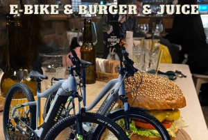 ピラン：イストリアの電動自転車とハンバーガー