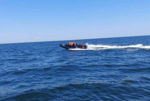 Speed boat at the end of the pier in Sopot. Speed 100 km/h