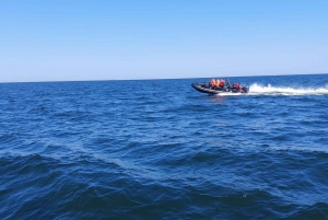 Speed boat at the end of the pier in Sopot. Speed 100 km/h