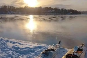 Stockholm : Excursion hivernale en kayak avec option sauna