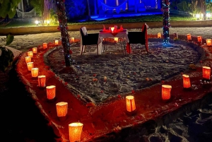 Jantar romântico na praia com fotos de drone