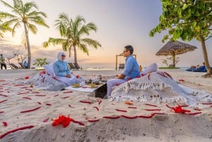 Cena romántica en la playa con fotos