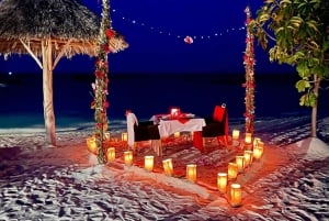 Cena romántica en la playa con fotos