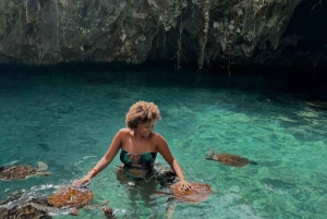 Salaam Cave Swimming & feeding Sea Turtles in Kizimkazi