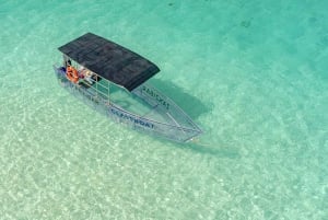 Zanzibar: rondvaart tijdens zonsondergang op een glazen boot naar het eiland Mnemba
