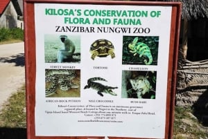 Zanzibar: Nungwi Kilosa Conservation Zoo half day tour