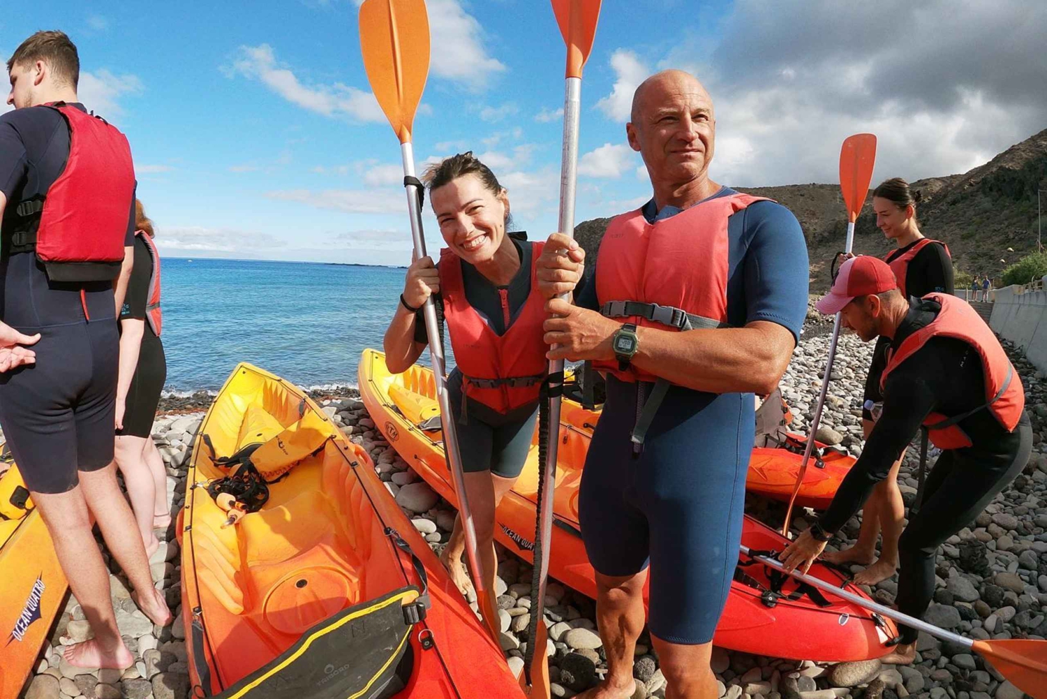 Teneriffa: Palm-Mar Doppelkajakverleih mit Schnorchelausrüstung