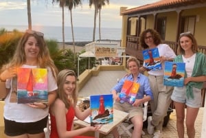 Tenerife: Wine and Paint Night with a Local Artist