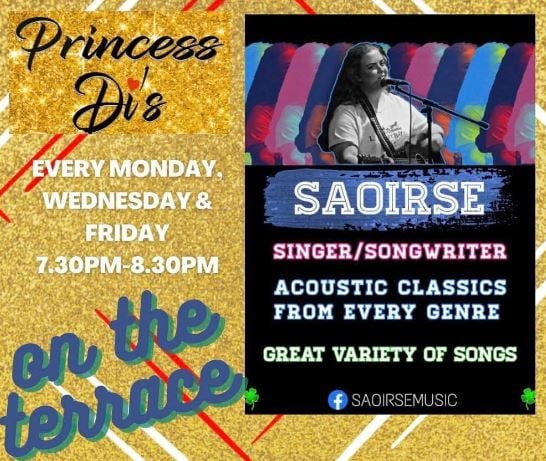 Chilled acoustic songs with Saoirse at Princess Di's