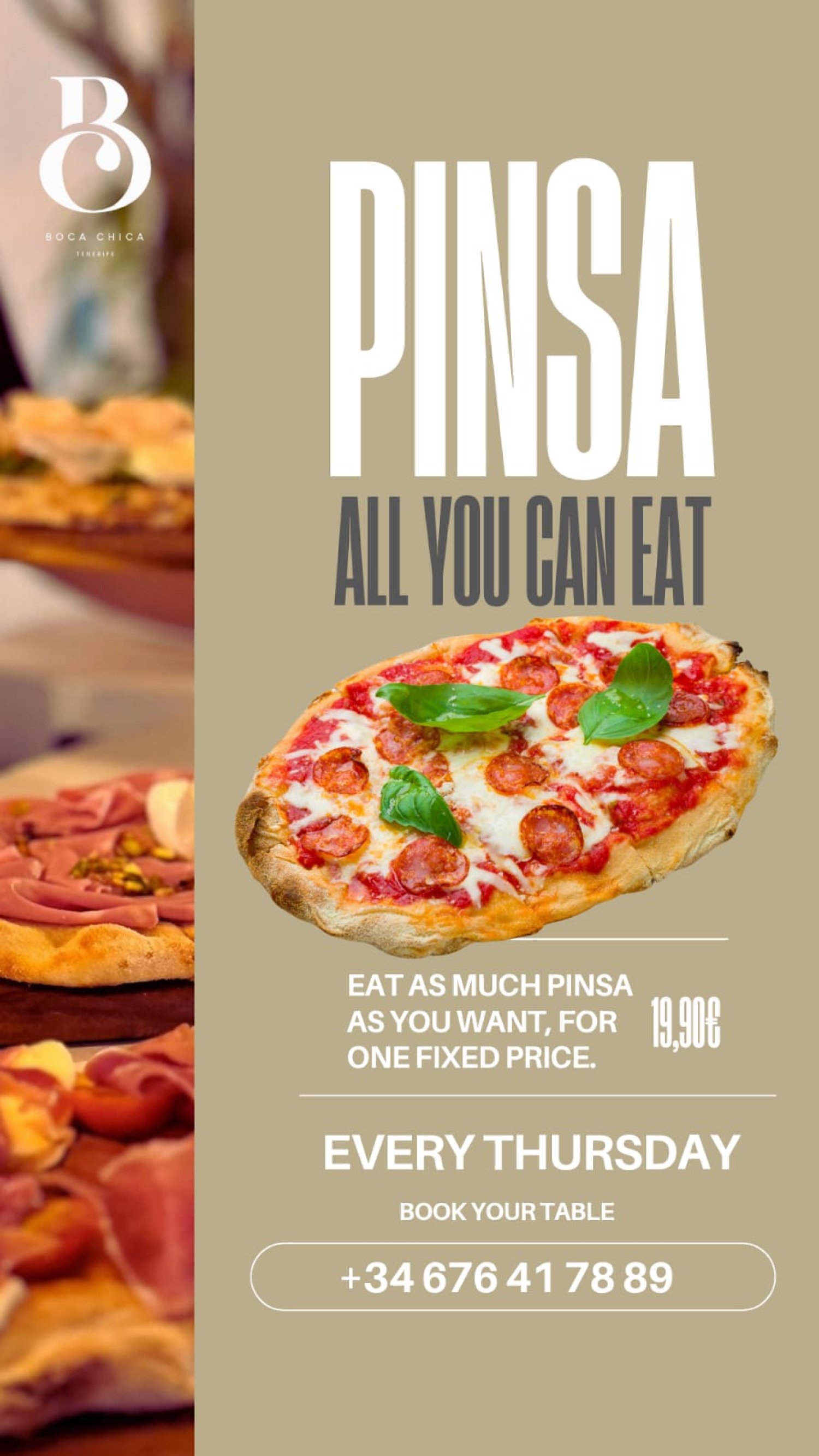 Pinsa - All you can eat at Boca Chica, San Eugenio