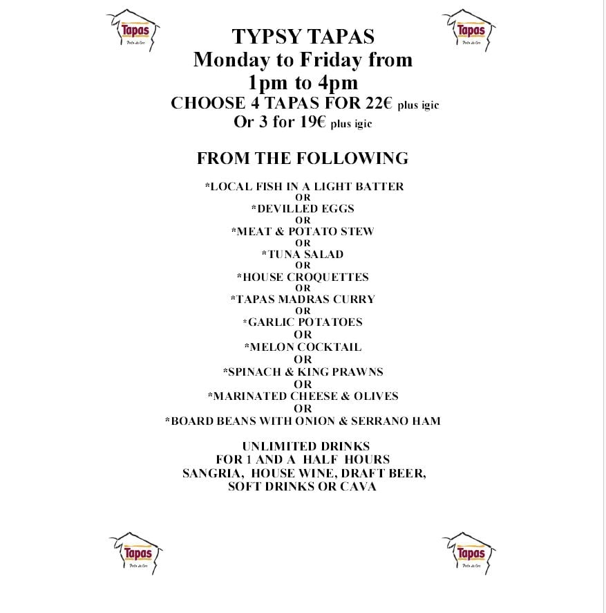 Nye Tipsy Tapas-meny på Pato de Oro