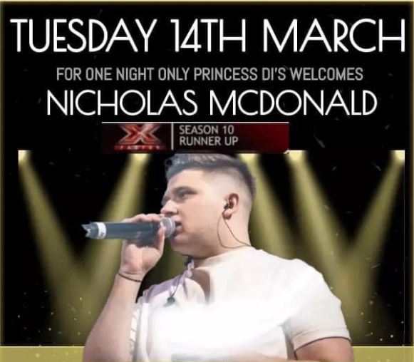 Nicky McDonald live at Princess Di's